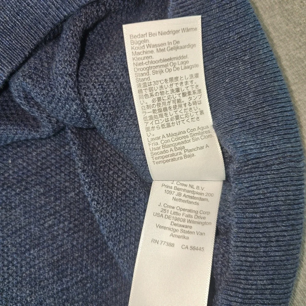 J.Crew Crewneck Sweater Men's Large Blue 100% Cotton Textured Raglan L CD617